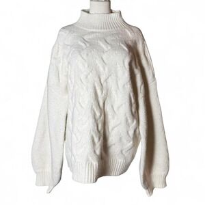 Cozy cable knit XXL mock neck sweater Nine West oversized